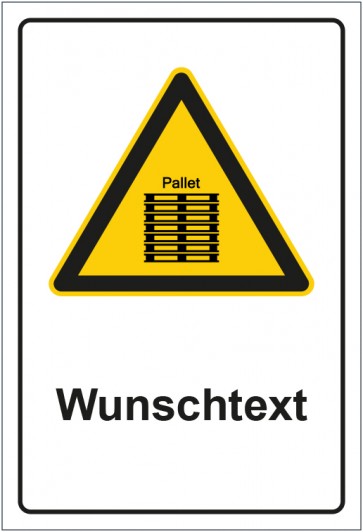 Schild Warnzeichen Hinweiszeichen Achtung, Paletten richtig stapeln mit WUNSCHTEXT · selbstklebend