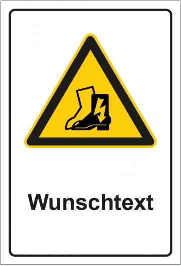 Magnetschild Warnzeichen Hinweiszeichen Achtung, antistatisches Schuhwerk tragen mit WUNSCHTEXT