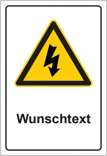 Aufkleber Warnzeichen Warnung vor elektrischer Spannung mit WUNSCHTEXT · stark haftend