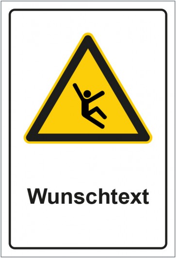 Schild Warnzeichen Warnung vor Absturzgefahr mit WUNSCHTEXT