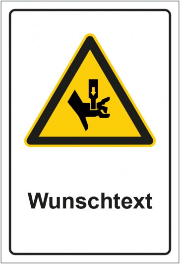 Schild Warnzeichen Warnung vor Quetschgefahr mit WUNSCHTEXT · selbstklebend