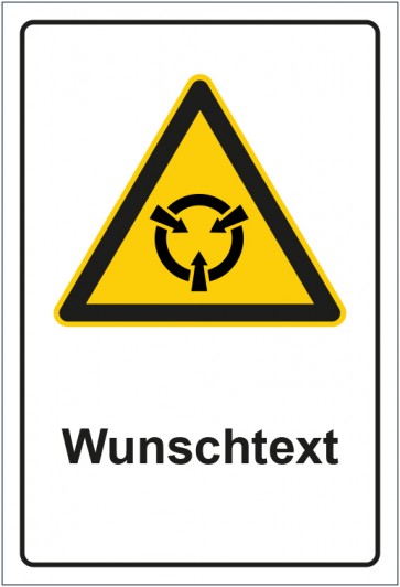 Schild Warnzeichen Warnung vor elektrostatisch sensible Bauelemente ESB mit WUNSCHTEXT · selbstklebend