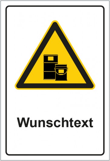 Schild Warnzeichen Hinweiszeichen Lagerfläche für Chemikalien mit WUNSCHTEXT · selbstklebend