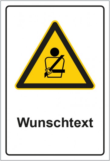 Schild Warnzeichen Hinweiszeichen Achtung, Sicherheitsgurt tragen mit WUNSCHTEXT
