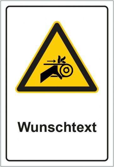 Aufkleber Warnzeichen Warnung Handverletzung durch Riemenantrieb mit WUNSCHTEXT · stark haftend