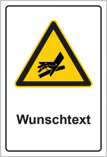 Schild Warnzeichen Warnung vor Handverletzung durch Hydraulikleck mit WUNSCHTEXT · selbstklebend