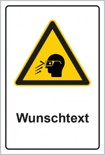 Aufkleber Warnzeichen Hinweiszeichen Augenschutz benutzen (umherfliegende Teile) mit WUNSCHTEXT · stark haftend
