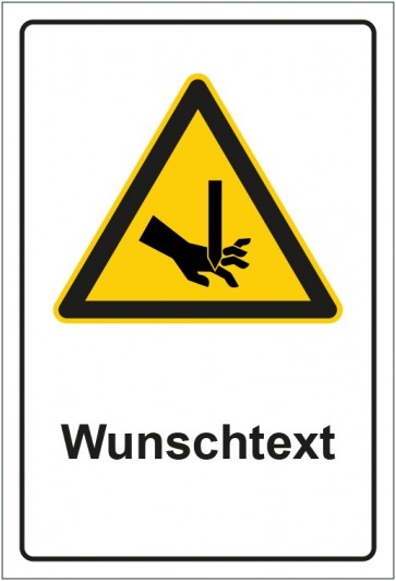 Schild Warnzeichen Warnung vor Handverletzung mit WUNSCHTEXT · selbstklebend