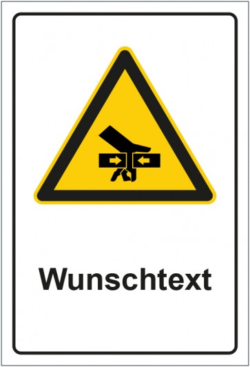 Schild Warnzeichen Warnung vor Handverletzung mit WUNSCHTEXT