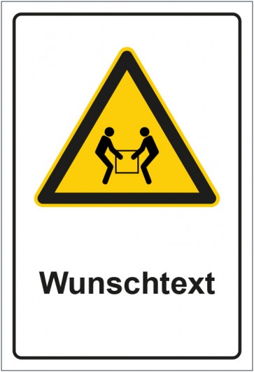 Schild Warnzeichen Hinweiszeichen Nur mit 2 Personen heben mit WUNSCHTEXT · selbstklebend