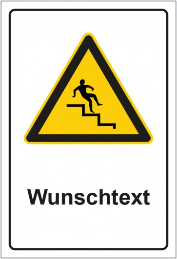 Aufkleber Warnzeichen Warnung vor Treppen · Stufen mit WUNSCHTEXT