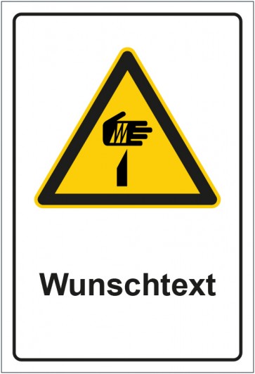 Aufkleber Warnzeichen Warnung vor spitzem Gegenstand mit WUNSCHTEXT