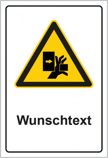 Magnetschild Warnzeichen Warnung vor Quetschgefahr mit WUNSCHTEXT