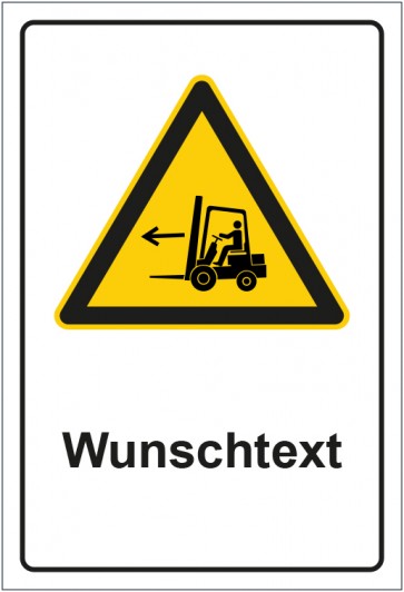 Schild Warnzeichen Warnung vor Flurförderzeugen mit WUNSCHTEXT · selbstklebend