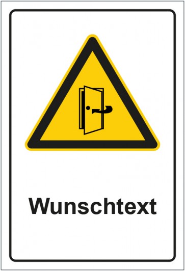 Schild Warnzeichen Hinweiszeichen Achtung, Türe geschlossen halten mit WUNSCHTEXT