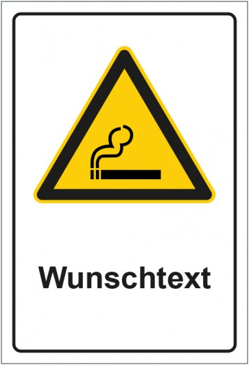 Schild Warnzeichen Hinweiszeichen Raucherzone mit WUNSCHTEXT
