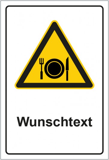 Schild Warnzeichen Hinweiszeichen Achtung, Besteck benutzen mit WUNSCHTEXT · selbstklebend