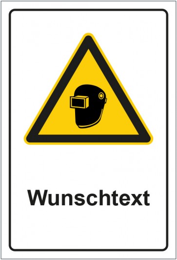 Magnetschild Warnzeichen Hinweiszeichen Achtung, Schweißmaske tragen mit WUNSCHTEXT