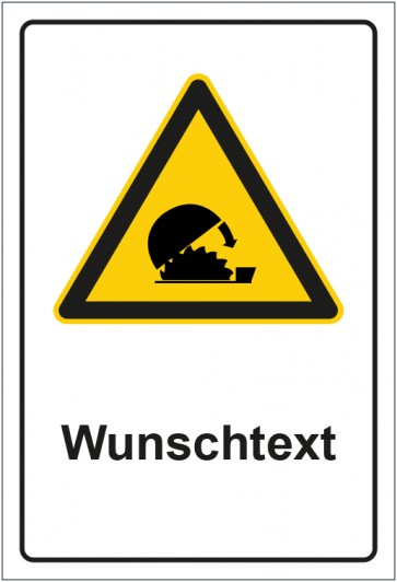 Schild Warnzeichen Hinweiszeichen Achtung, absenkbare Sicherheitsvorrichtung benutzen mit WUNSCHTEXT · selbstklebend