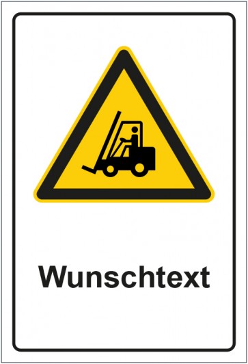 Aufkleber Warnzeichen Warnung vor Flurförderzeugen mit WUNSCHTEXT