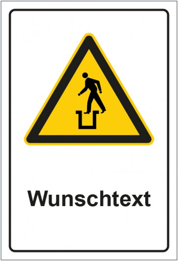 Schild Warnzeichen Warnung vor offener Grube mit WUNSCHTEXT