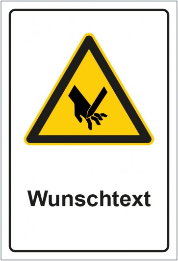 Schild Warnzeichen Warnung vor Schnittgefahr mit WUNSCHTEXT · selbstklebend