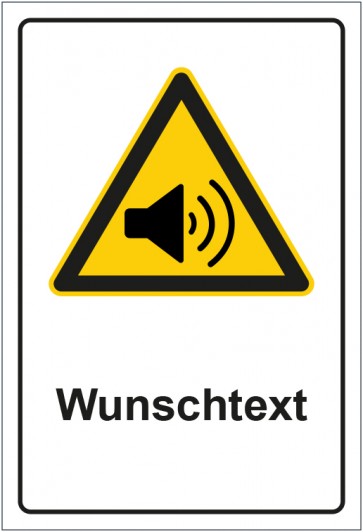 Schild Warnzeichen Warnung vor erhöhter Lautstärke mit WUNSCHTEXT · selbstklebend