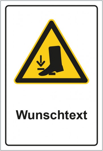 Schild Warnzeichen Warnung vor Fußverletzungen mit WUNSCHTEXT