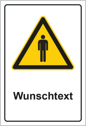 Schild Warnzeichen Piktogramm Mann mit WUNSCHTEXT · selbstklebend