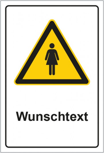 Aufkleber Warnzeichen Piktogramm Frau mit WUNSCHTEXT