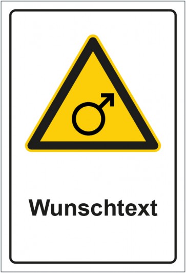 Schild Warnzeichen Hinweiszeichen Männer Zone mit WUNSCHTEXT · selbstklebend