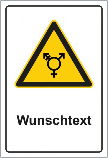 Schild Warnzeichen Hinweiszeichen Transgender Zone mit WUNSCHTEXT