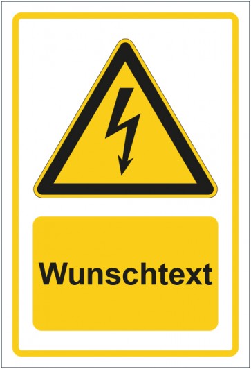 Magnetschild Warnzeichen Warnung vor elektrischer Spannung gelb mit WUNSCHTEXT