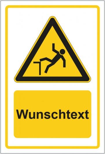 Magnetschild Warnzeichen Warnung vor Absturzgefahr gelb mit WUNSCHTEXT