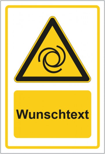 Aufkleber Warnzeichen Warnung vor automatischem Anlauf gelb mit WUNSCHTEXT