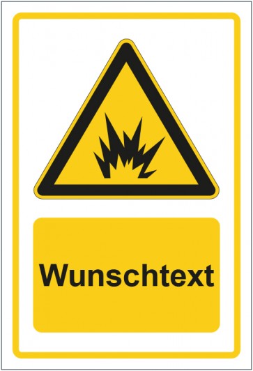 Schild Warnzeichen Warnung vor Lichtbogenentladung gelb mit WUNSCHTEXT