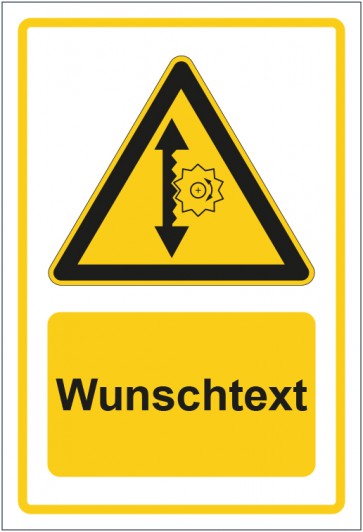 Schild Warnzeichen Warnung vor Höhenverstellung gelb mit WUNSCHTEXT