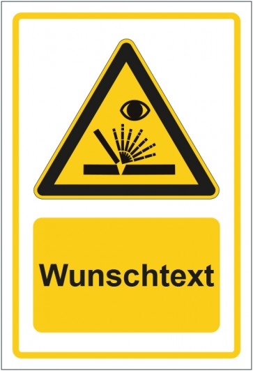 Aufkleber Warnzeichen Warnung vor Schweißfunken gelb mit WUNSCHTEXT