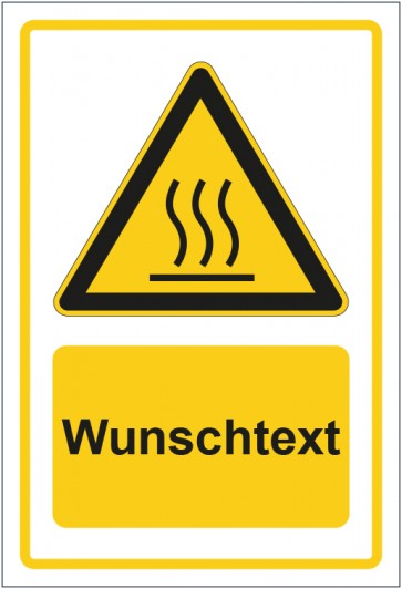 Magnetschild Warnzeichen Warnung vor heißer Oberfläche gelb mit WUNSCHTEXT