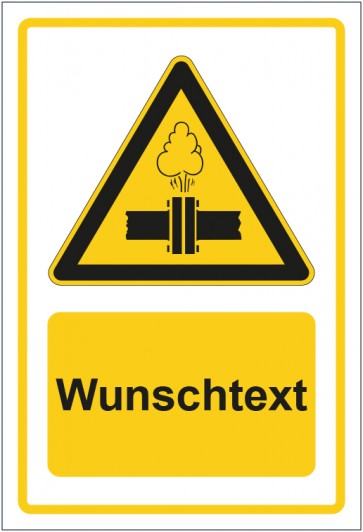 Schild Warnzeichen Warnung vor Überdruck gelb mit WUNSCHTEXT