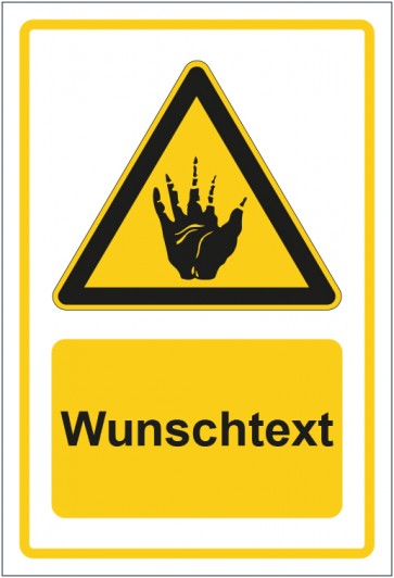 Schild Warnzeichen Warnung vor Ätzenden Stoffen gelb mit WUNSCHTEXT · selbstklebend