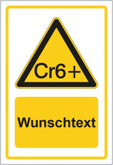 Magnetschild Warnzeichen Warnung vor Chromat - Hexavalentes Chrom gelb mit WUNSCHTEXT
