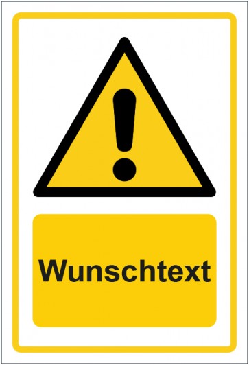 Aufkleber Warnzeichen Allgemeines Warnzeichen · ISO_7010_W001 gelb mit WUNSCHTEXT