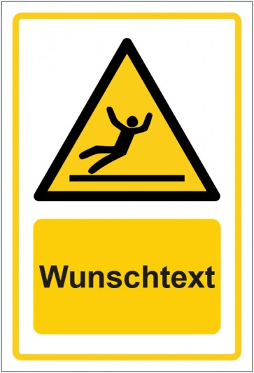 Schild Warnzeichen Warnung vor Rutschgefahr · ISO_7010_W011 gelb mit WUNSCHTEXT