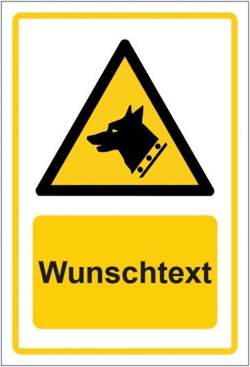 Schild Warnzeichen Warnung vor Wachhunden · ISO_7010_W013 gelb mit WUNSCHTEXT