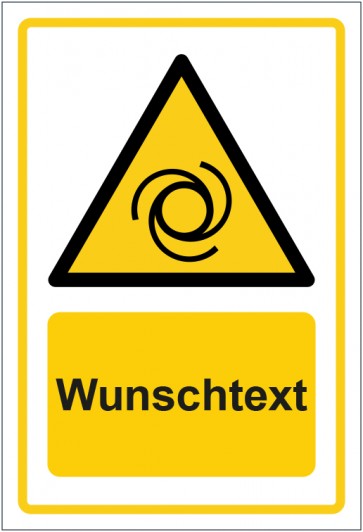 Aufkleber Warnzeichen Warnung vor automatischem Anlauf · ISO_7010_W018 gelb mit WUNSCHTEXT · stark haftend