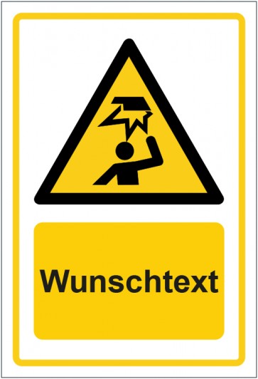 Aufkleber Warnzeichen Warnung vor Hindernissen im Kopfbereich · ISO_7010_W020 gelb mit WUNSCHTEXT