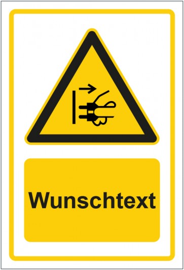 Schild Warnzeichen Hinweiszeichen Achtung, Netzstecker ziehen gelb mit WUNSCHTEXT