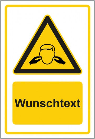 Schild Warnzeichen Warnung vor hohem Geräuschpegel gelb mit WUNSCHTEXT