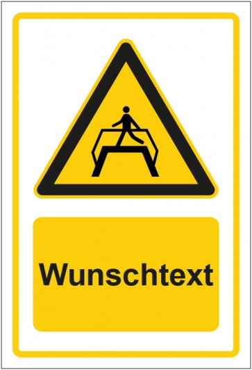Schild Warnzeichen Hinweiszeichen Achtung, Fußgänger Überführung benutzen gelb mit WUNSCHTEXT